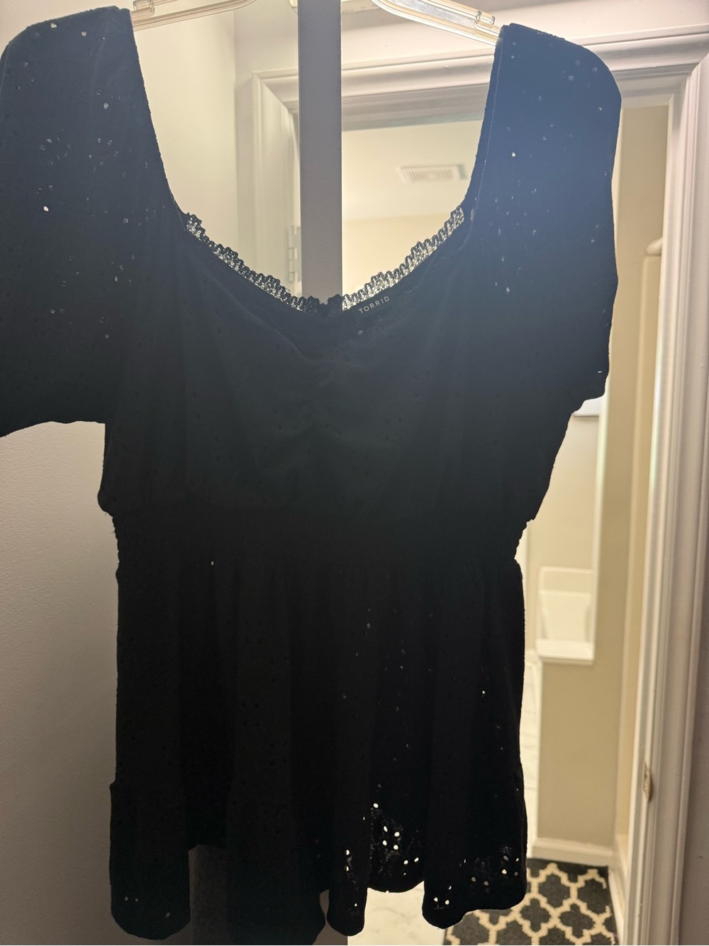 torrid Black Eyelet Peplum Blouse